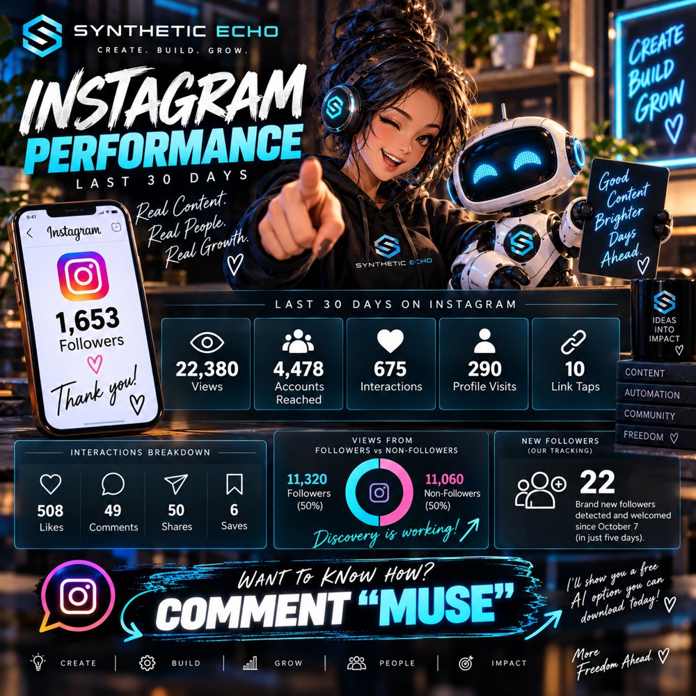 Nathan's square Instagram performance report: 22,380 views, 4,478 accounts reached and 675 interactions in the last 30 days, with Instagram posts made using Muse.