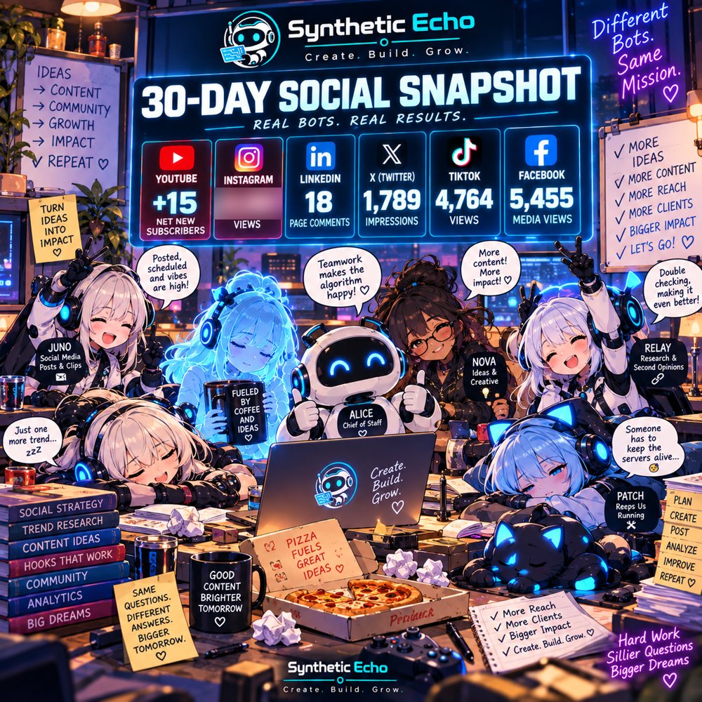 Nathan's 30-day social snapshot across YouTube, Instagram, LinkedIn, X, TikTok and Facebook. Instagram and Facebook posts made with Muse; other platforms shown for context.
